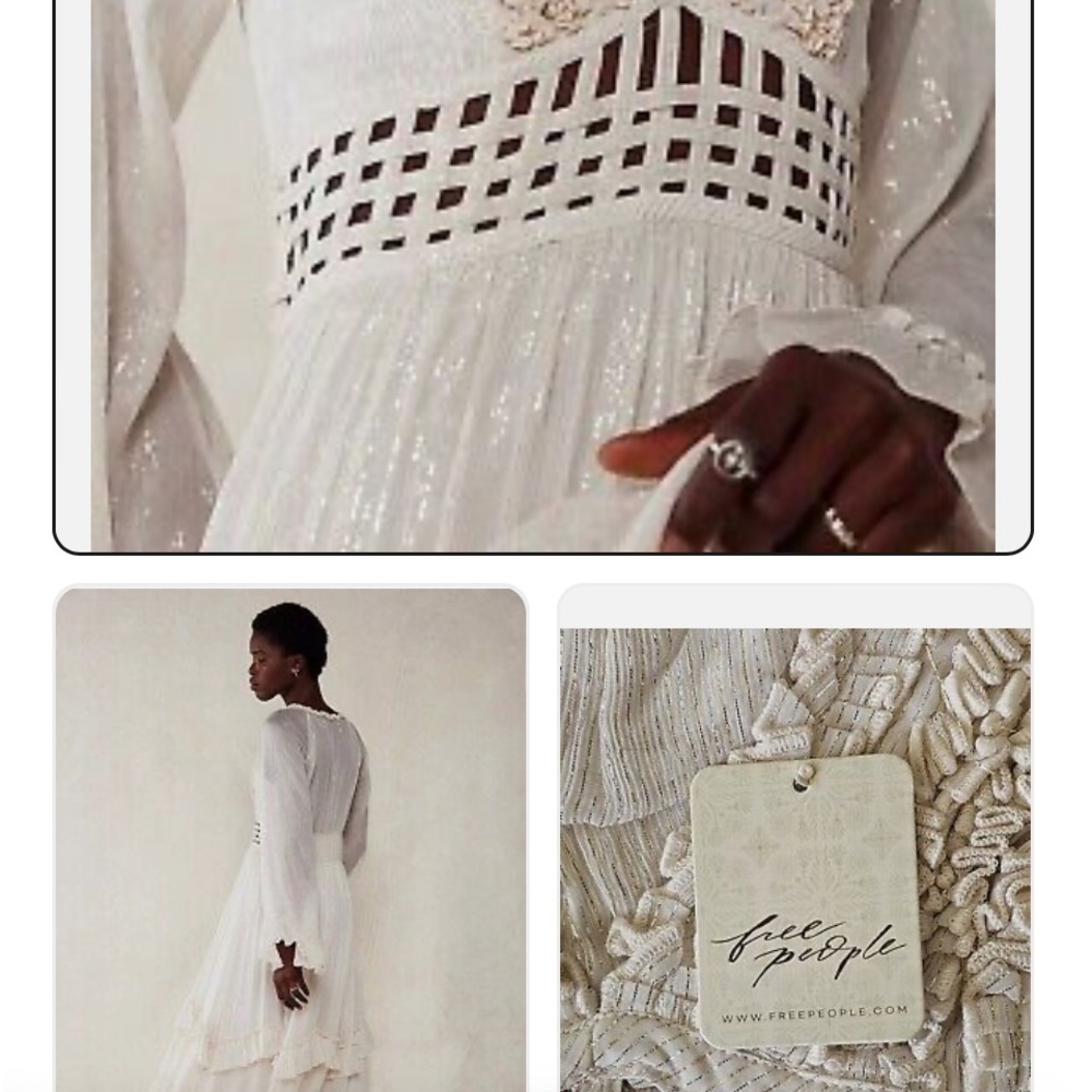 Free People Seraphina
"Champagne Dream" White Maxi Dress Size Large NWT